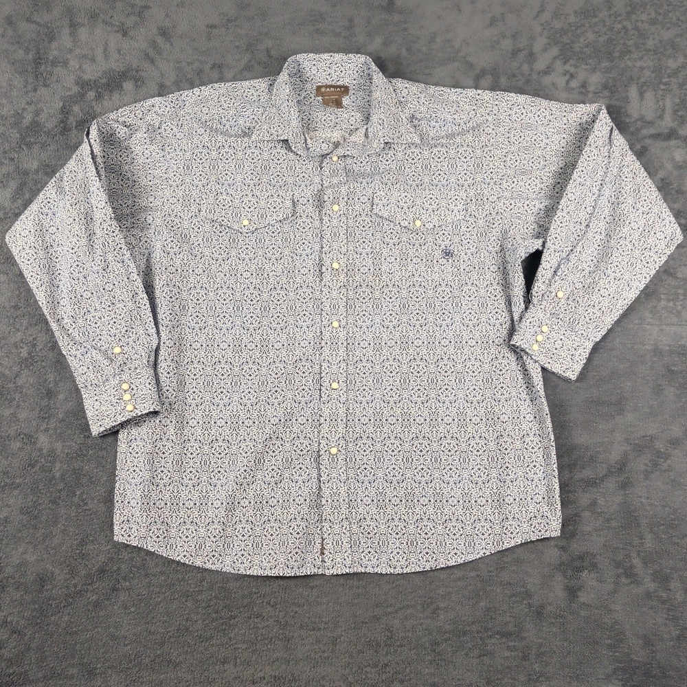 Men's Ariat Western Pearl Snap Shirt Size XL AOP